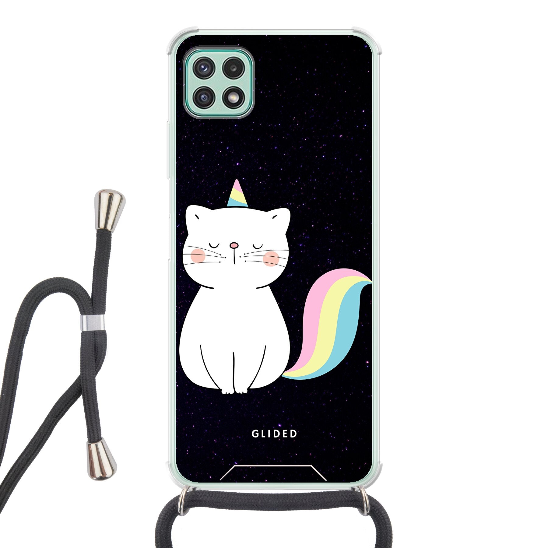 Unicorn Cat - Samsung Galaxy A22 5G Handyhülle Crossbody case mit Band