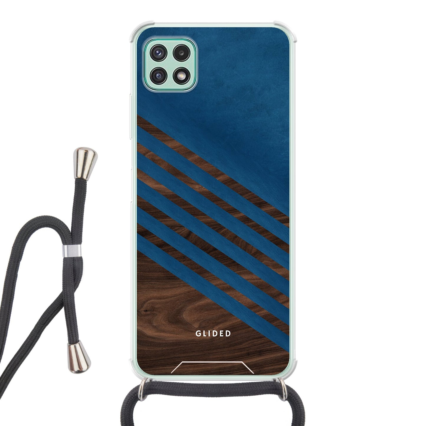 Blue Wood - Samsung Galaxy A22 5G Handyhülle Crossbody case mit Band