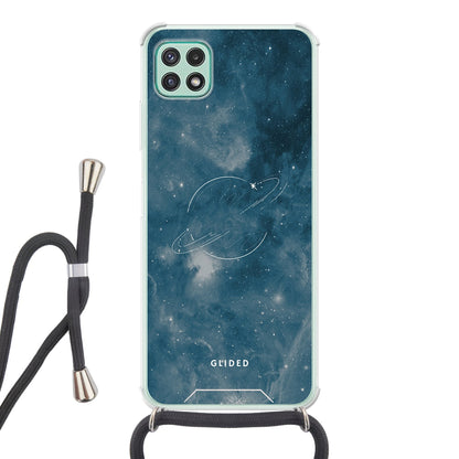 Space Time - Samsung Galaxy A22 5G Handyhülle Crossbody case mit Band