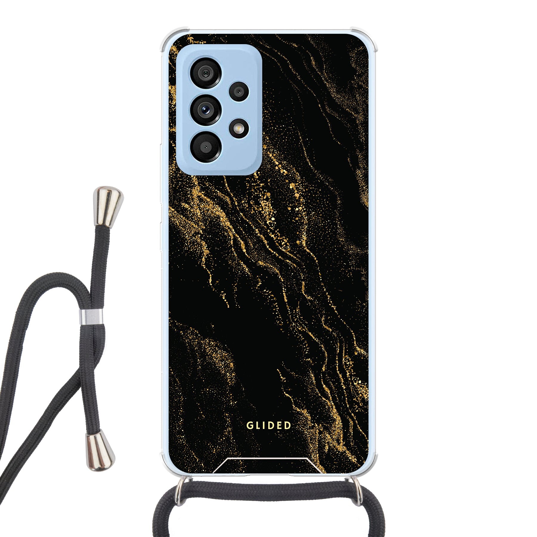 Black Marble - Samsung Galaxy A53 5G Handyhülle Crossbody case mit Band