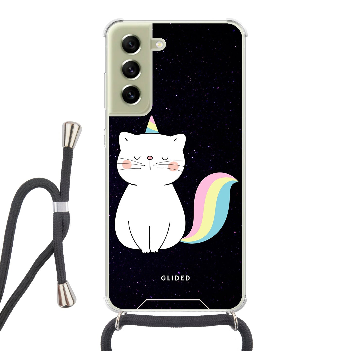 Unicorn Cat - Samsung Galaxy S21 FE Handyhülle Crossbody case mit Band