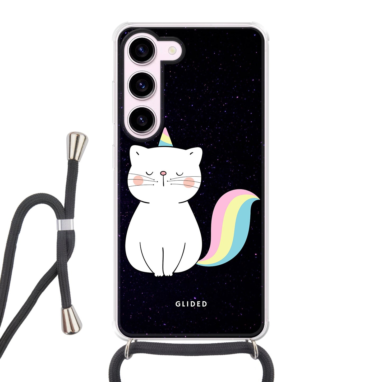 Unicorn Cat - Samsung Galaxy S23 Handyhülle Crossbody case mit Band