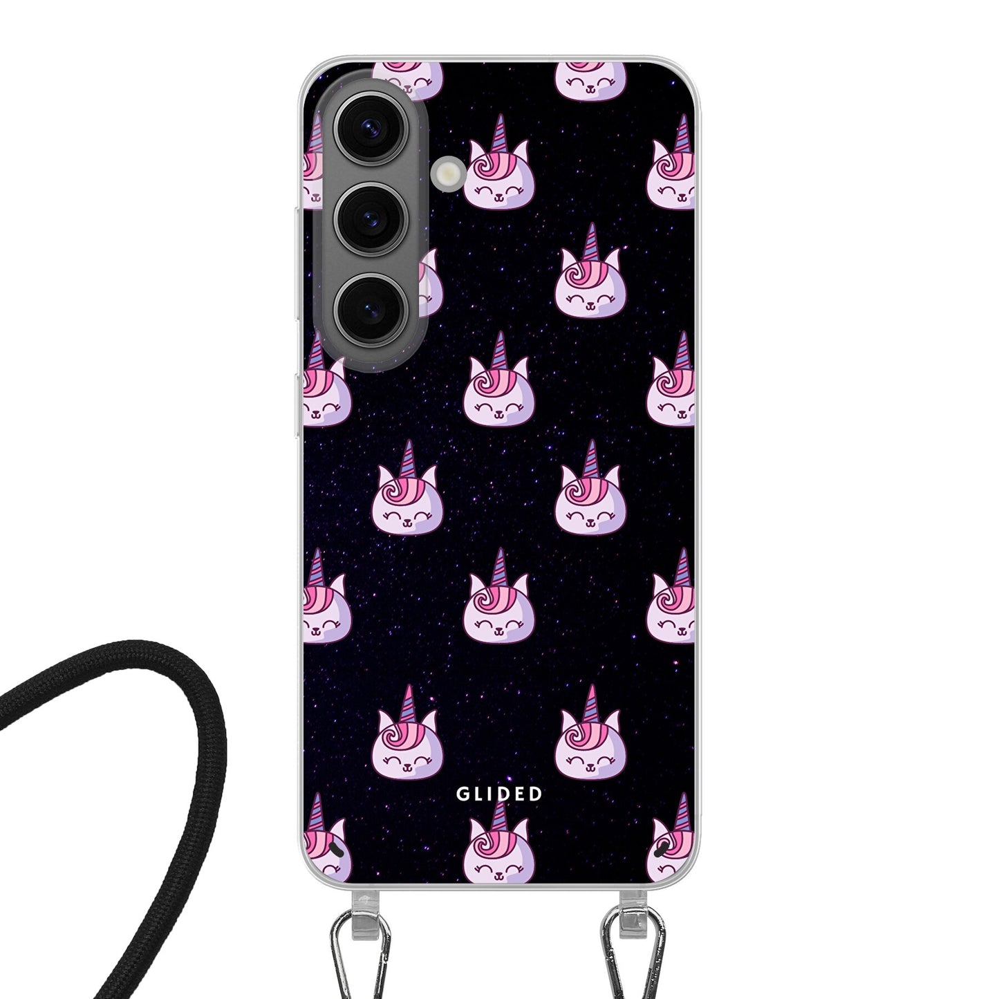 Unicorn Meow - Samsung Galaxy S24 Handyhülle Crossbody case mit Band