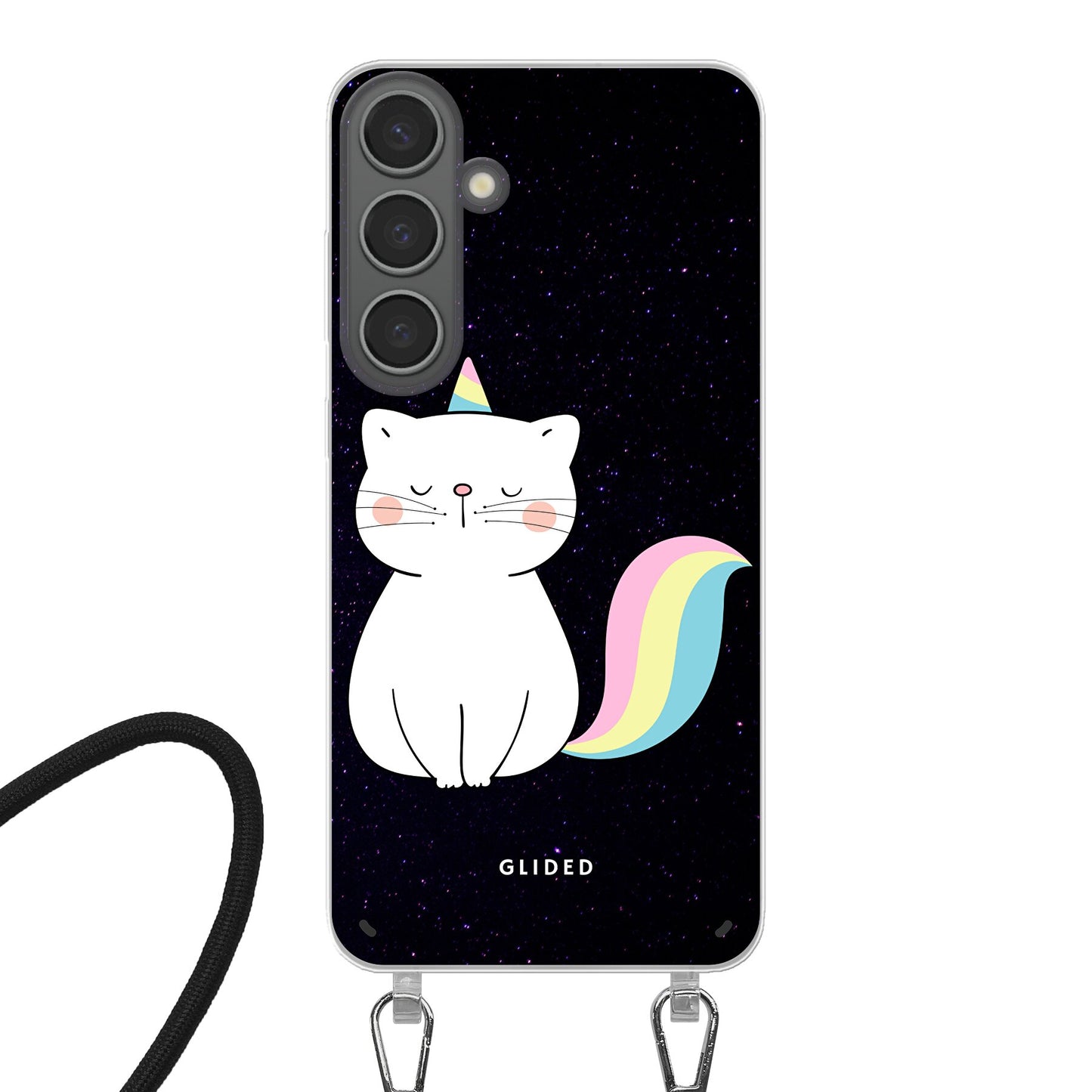 Unicorn Cat - Samsung Galaxy S24 Plus Handyhülle Crossbody case mit Band