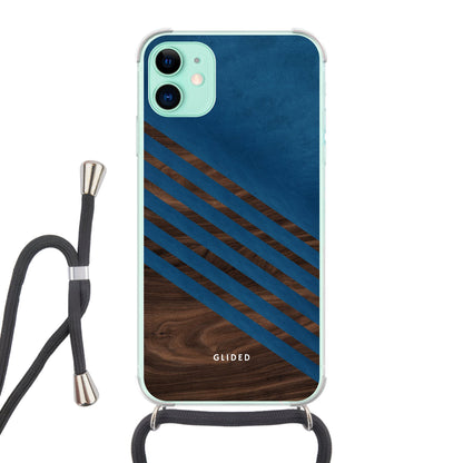 Blue Wood - iPhone 11 Handyhülle Crossbody case mit Band