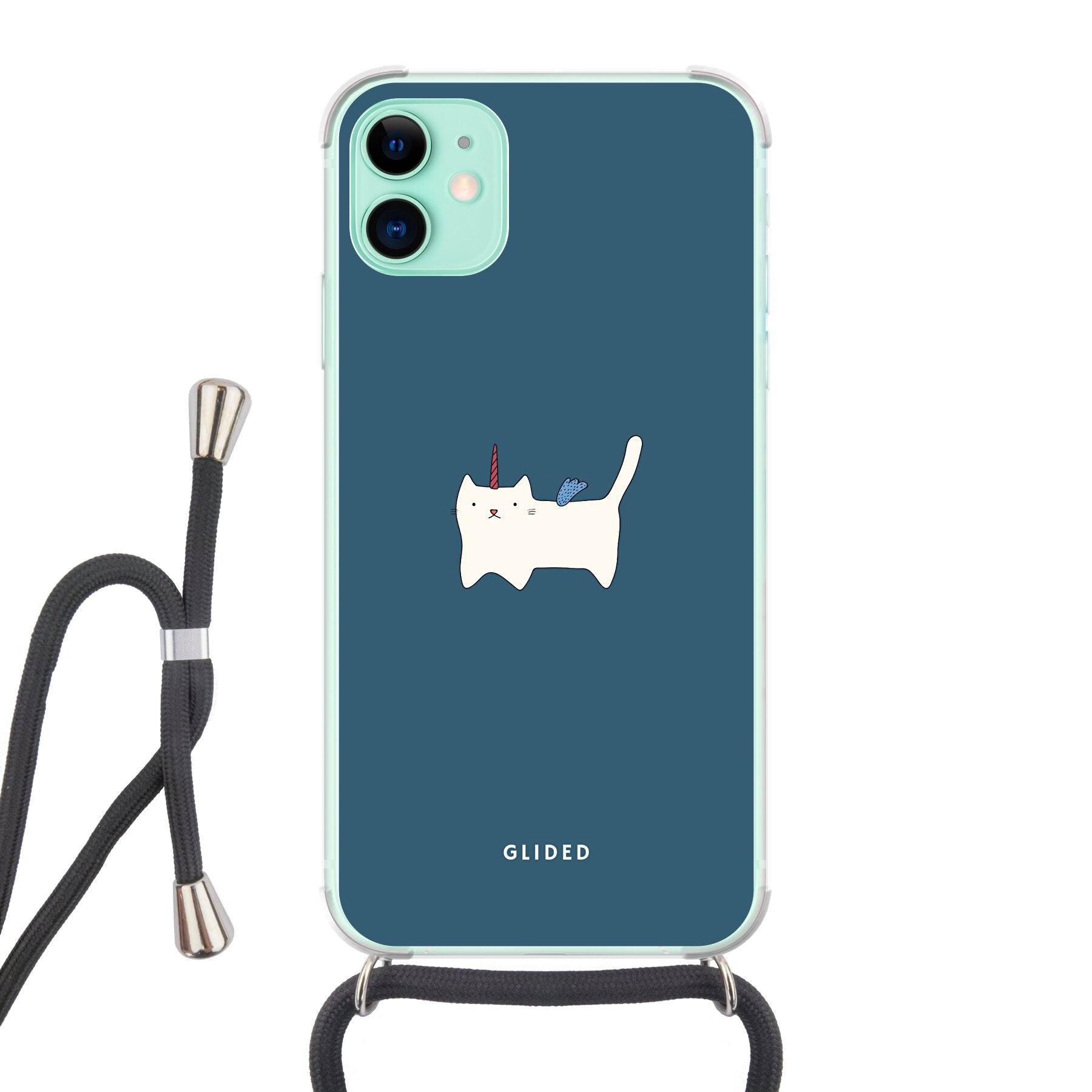 Wonder Cat - iPhone 11 Handyhülle Crossbody case mit Band