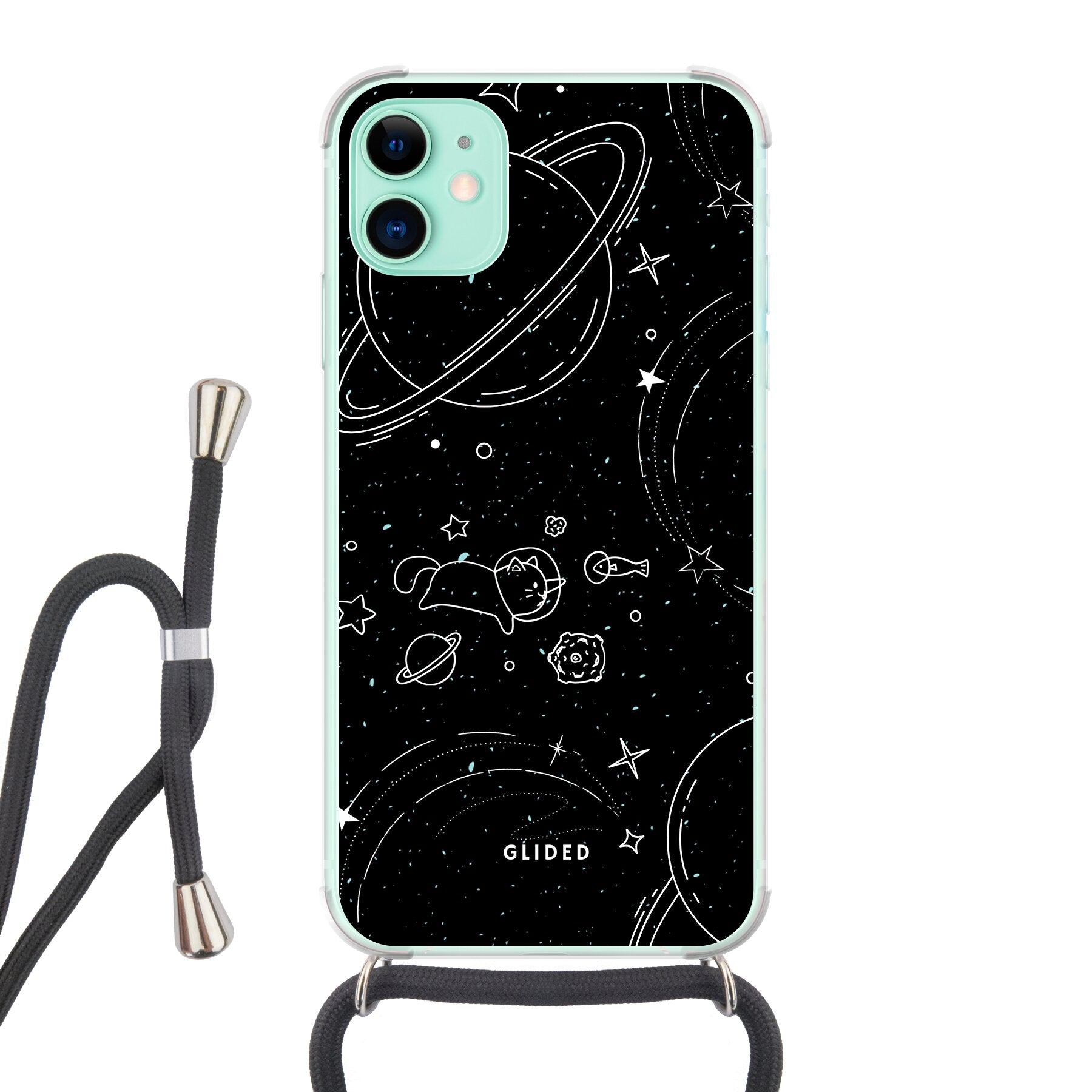 Cosmic Cat - iPhone 11 Handyhülle Crossbody case mit Band