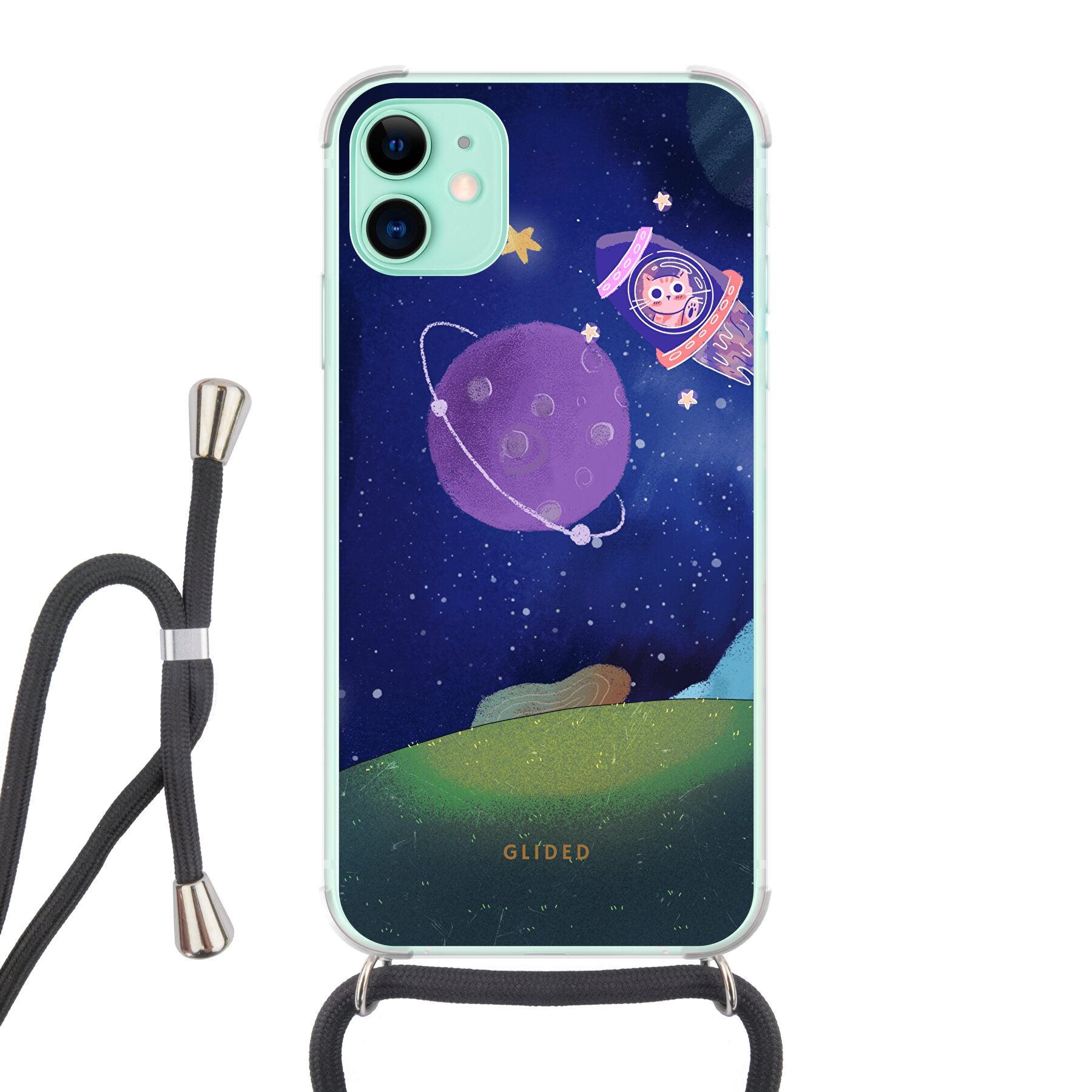 Galaxy Cat - iPhone 11 Handyhülle Crossbody case mit Band