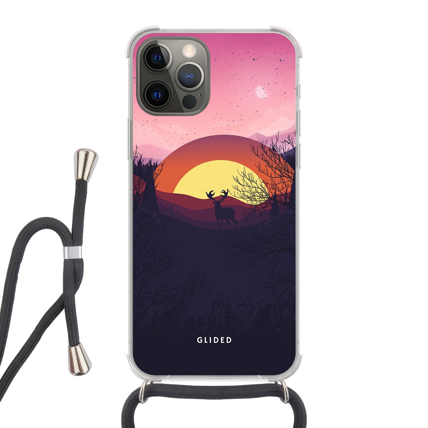 Sunset Majesty - iPhone 12 Handyhülle Crossbody case mit Band