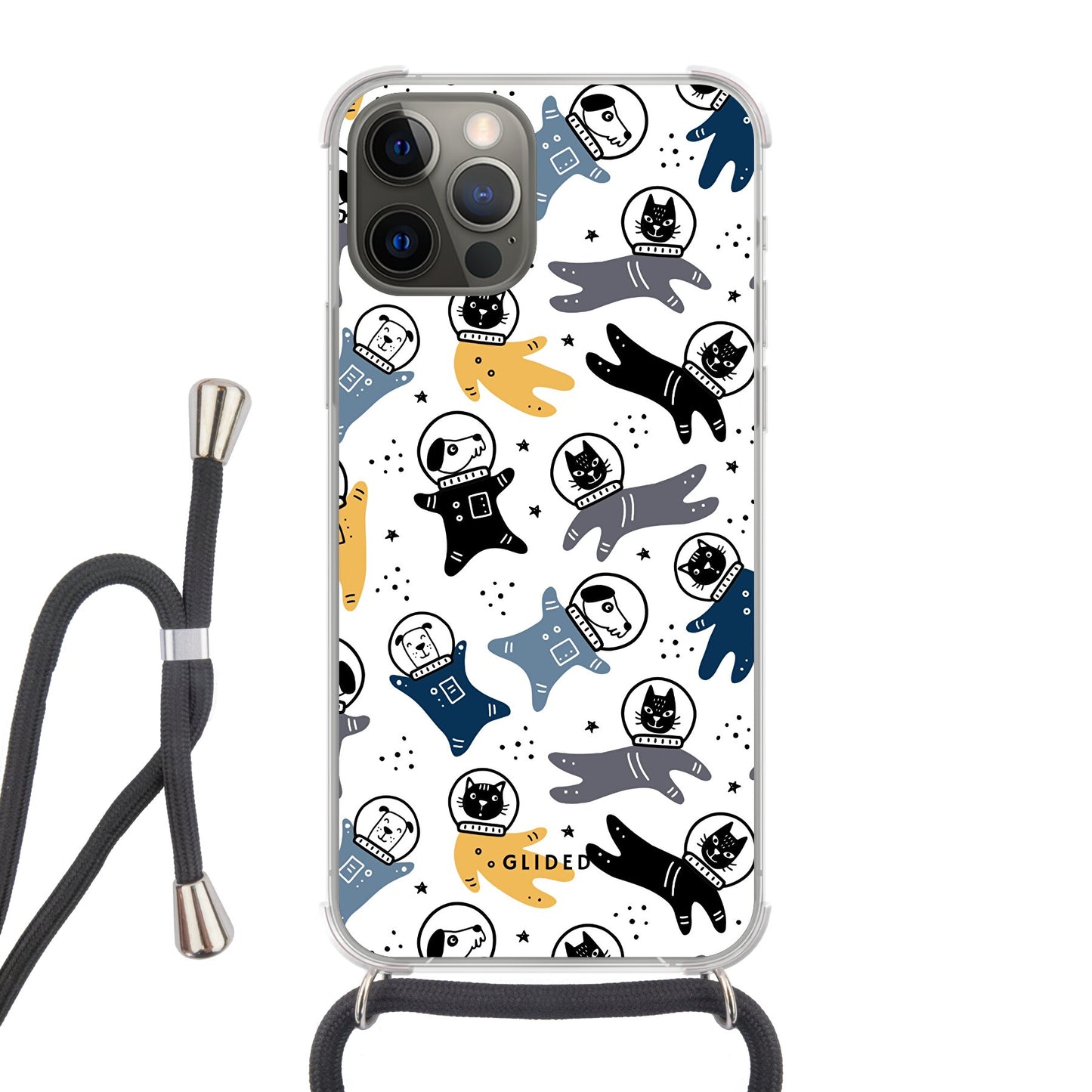 Paws Space - iPhone 12 Handyhülle Crossbody case mit Band