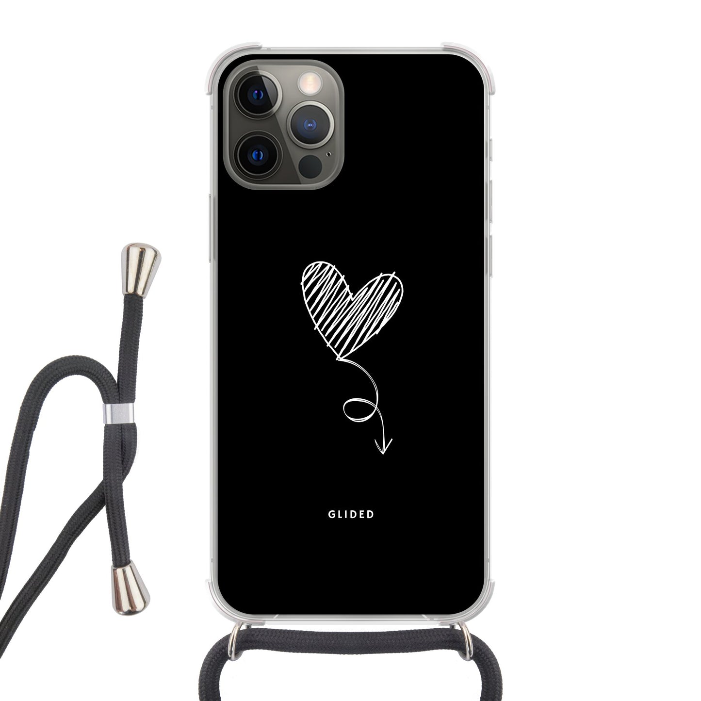 Dark Heart - iPhone 12 Handyhülle Crossbody case mit Band
