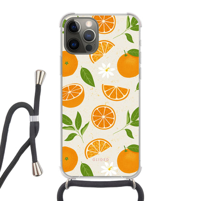 Tasty Orange - iPhone 12 Handyhülle Crossbody case mit Band