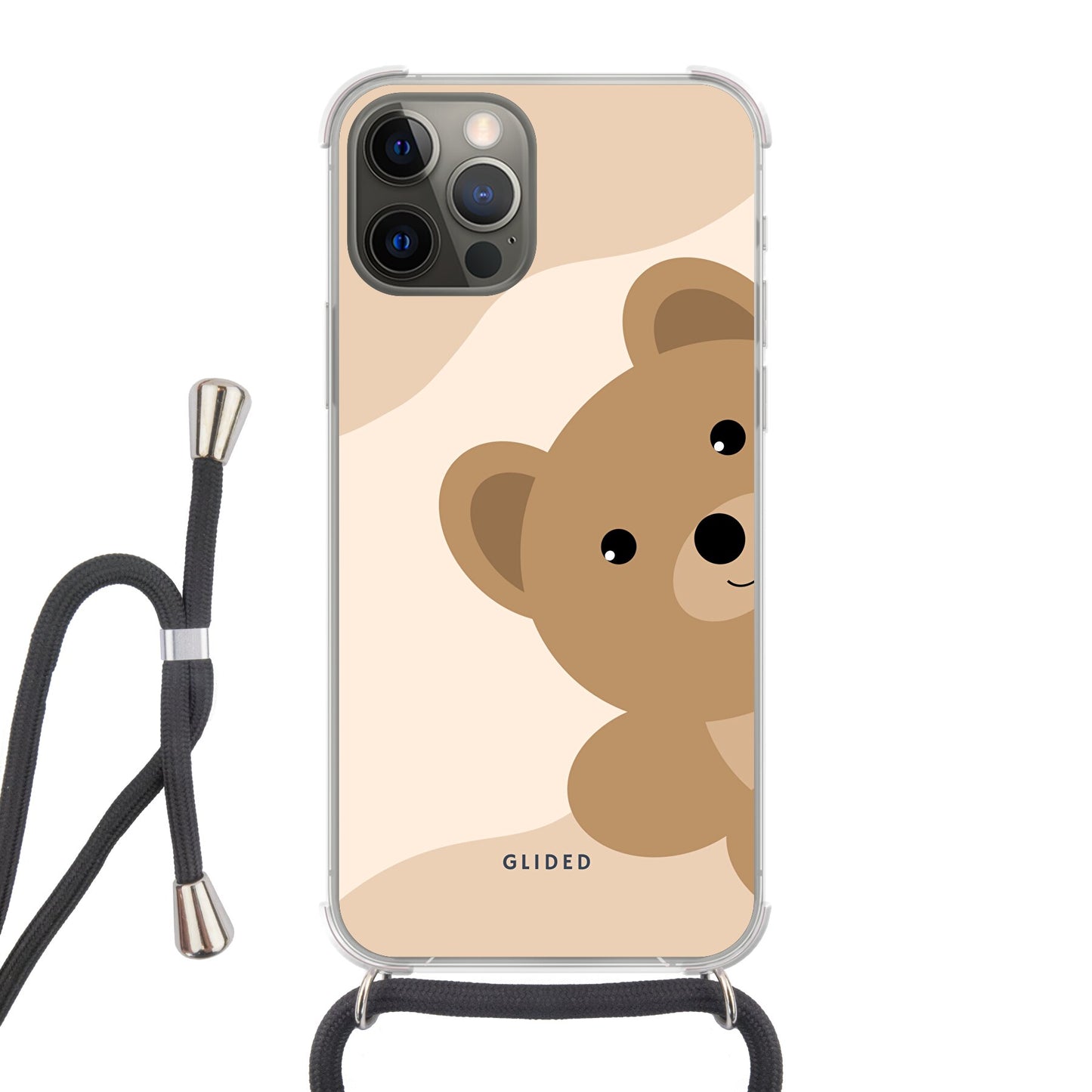 BearLove Left - iPhone 12 Handyhülle Crossbody case mit Band