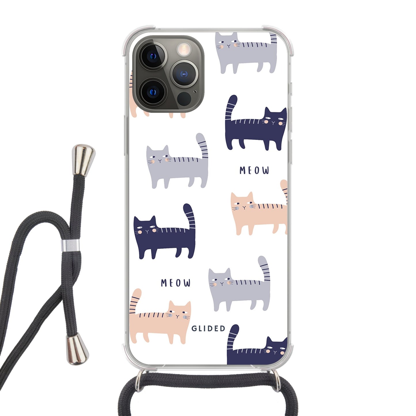 Purrfection - iPhone 12 Handyhülle Crossbody case mit Band