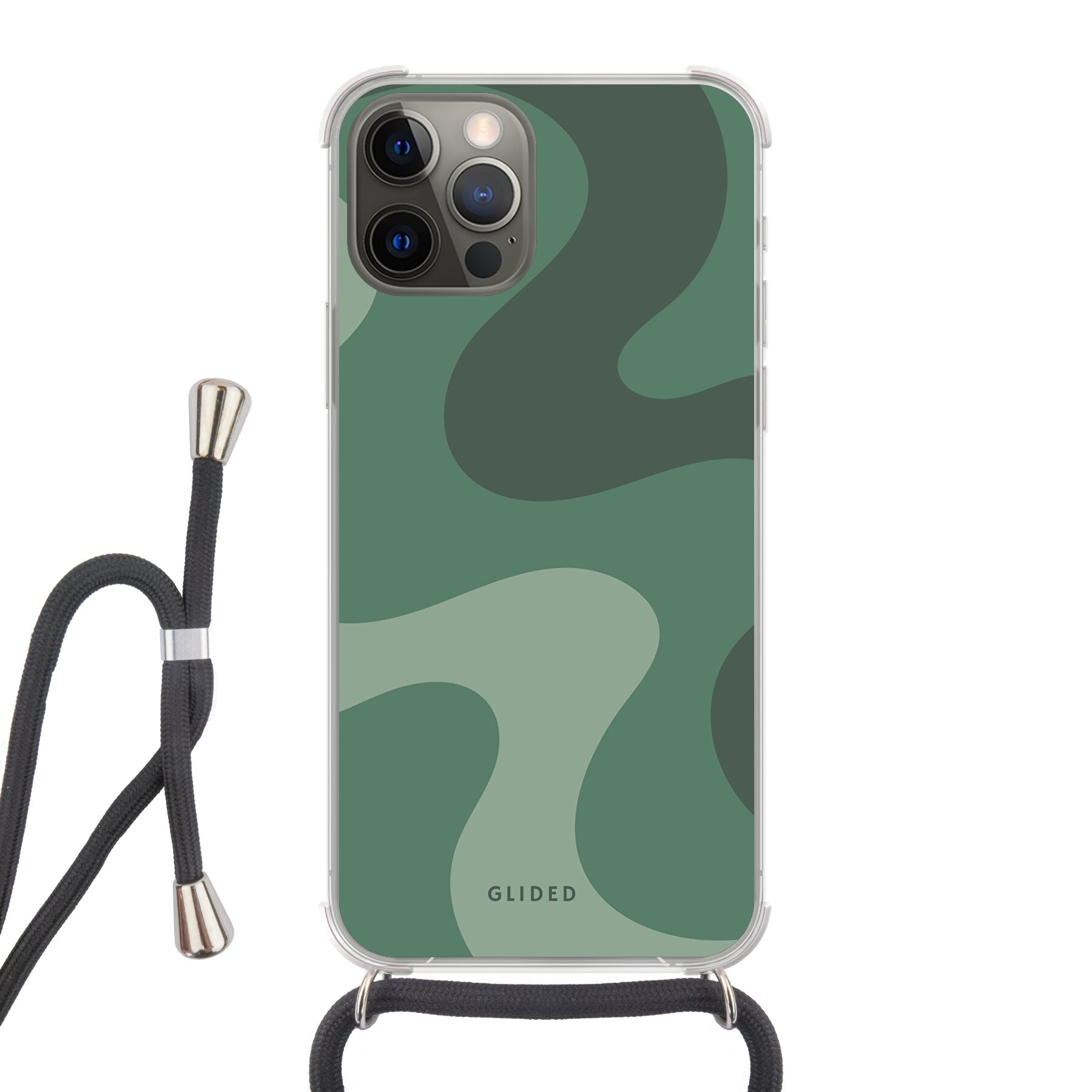 Green Wave - iPhone 12 Handyhülle Crossbody case mit Band