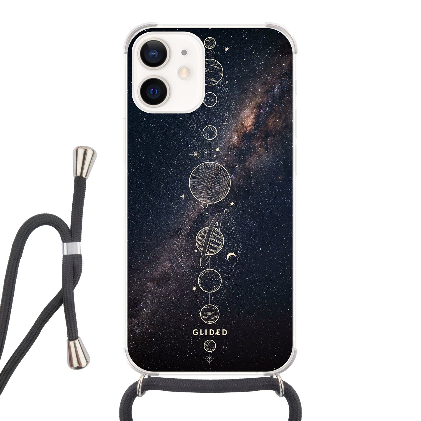 Planets - iPhone 12 mini Handyhülle Crossbody case mit Band