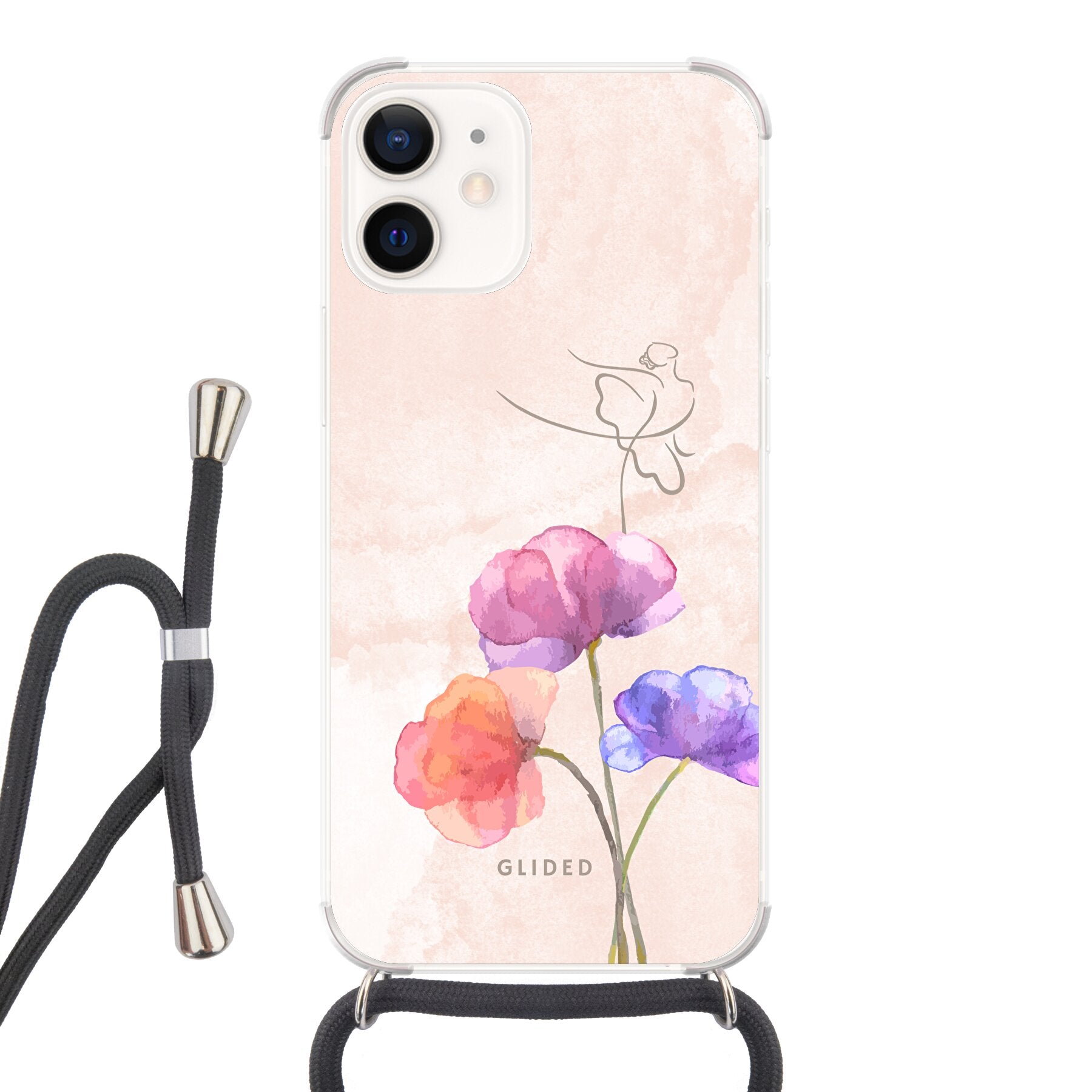 Blossom - iPhone 12 mini Handyhülle Crossbody case mit Band