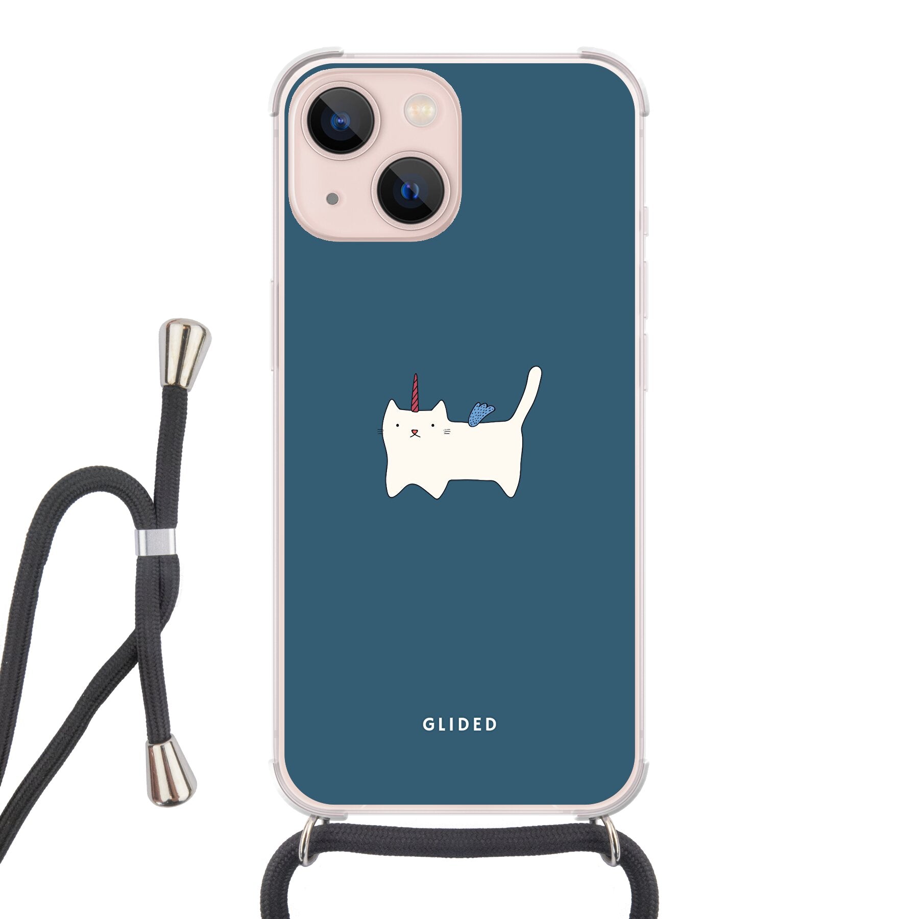 Wonder Cat - iPhone 13 Handyhülle Crossbody case mit Band