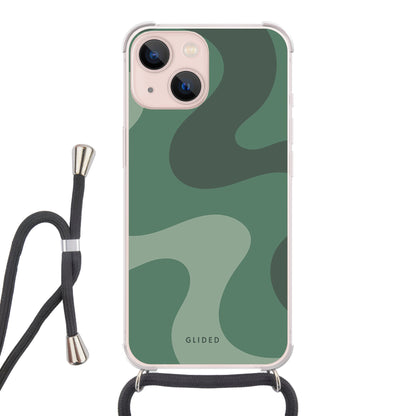 Green Wave - iPhone 13 Handyhülle Crossbody case mit Band