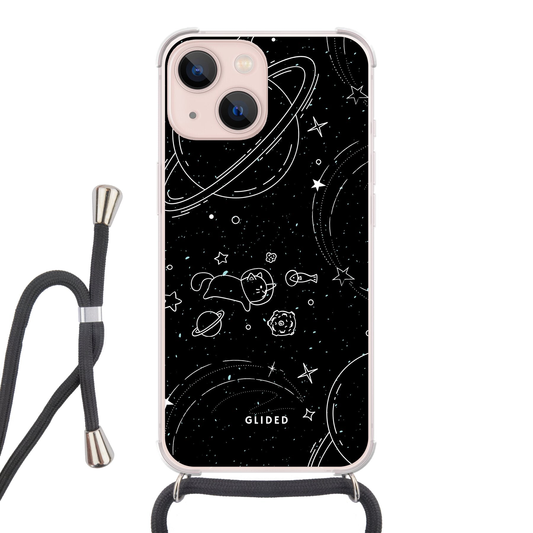 Cosmic Cat - iPhone 13 Handyhülle Crossbody case mit Band