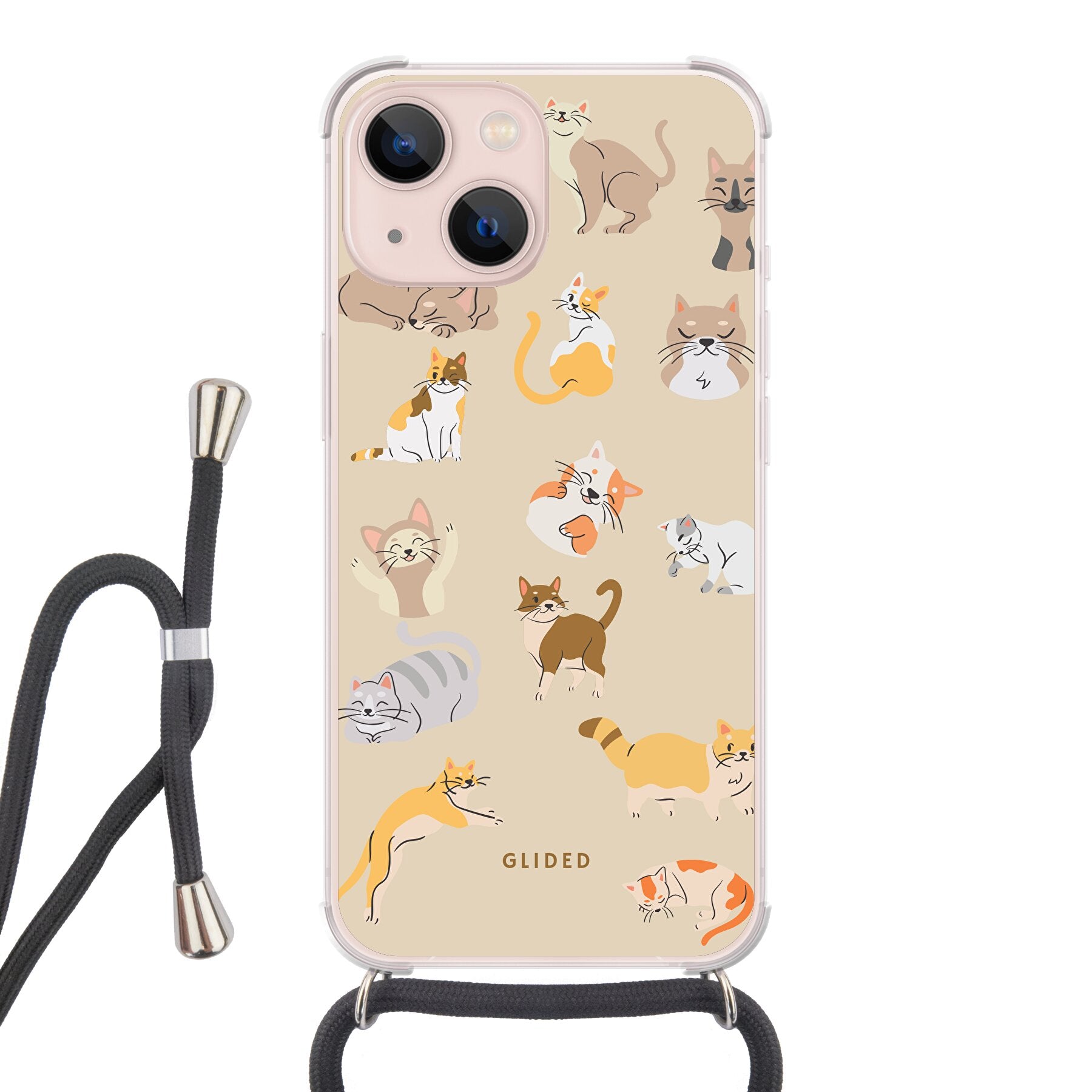 Meow - iPhone 13 Handyhülle Crossbody case mit Band