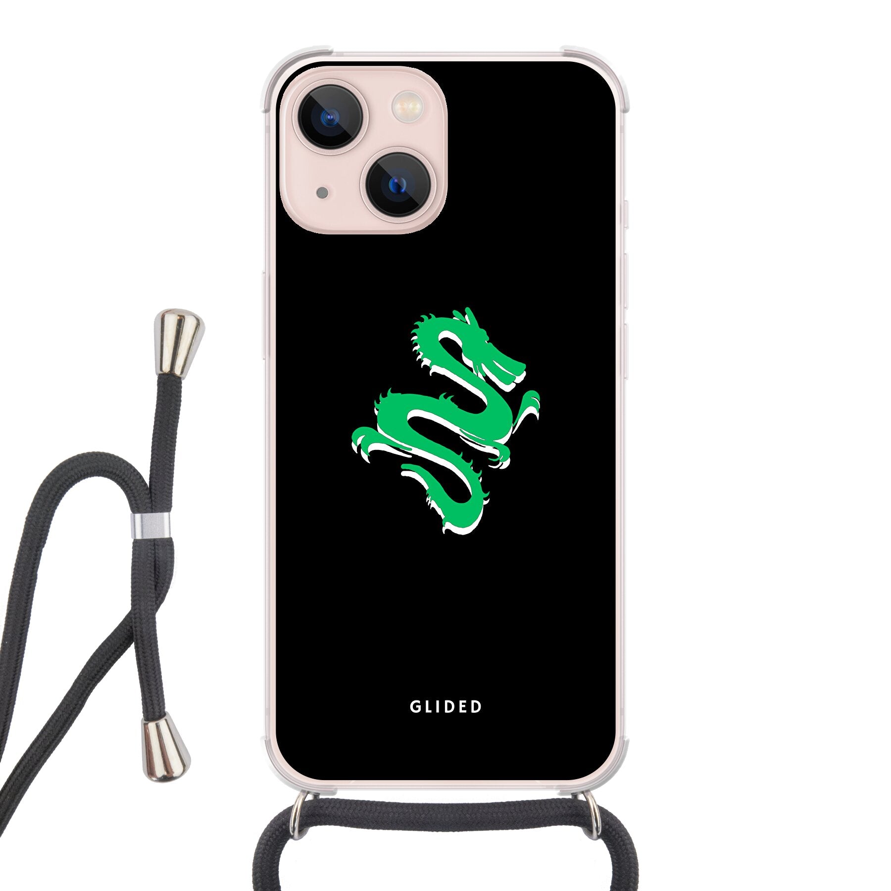 Emerald Dragon - iPhone 13 Handyhülle Crossbody case mit Band