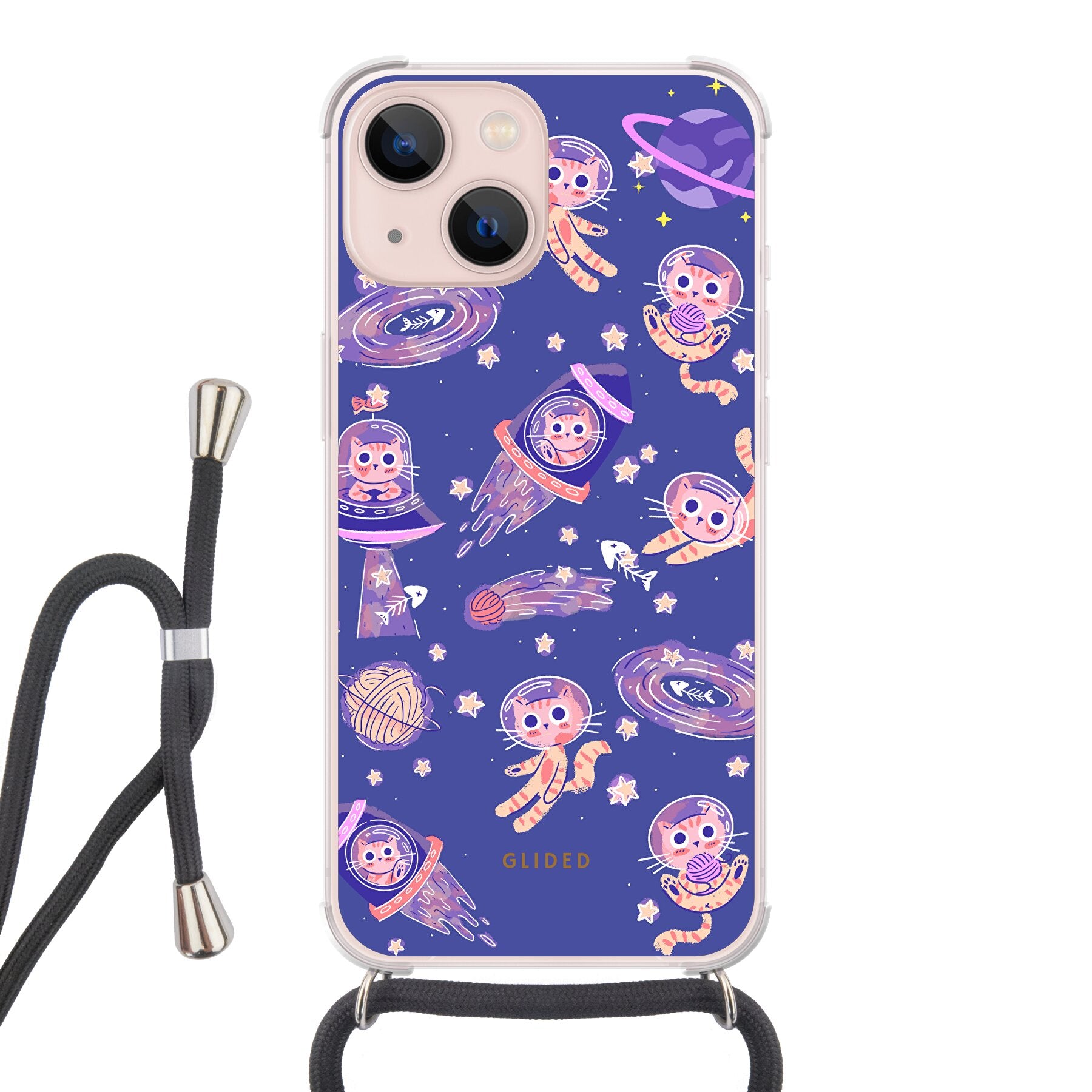 Space Cat - iPhone 13 Handyhülle Crossbody case mit Band