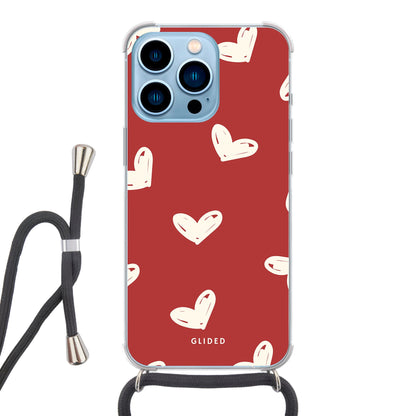 Red Love - iPhone 13 Pro - Crossbody case mit Band