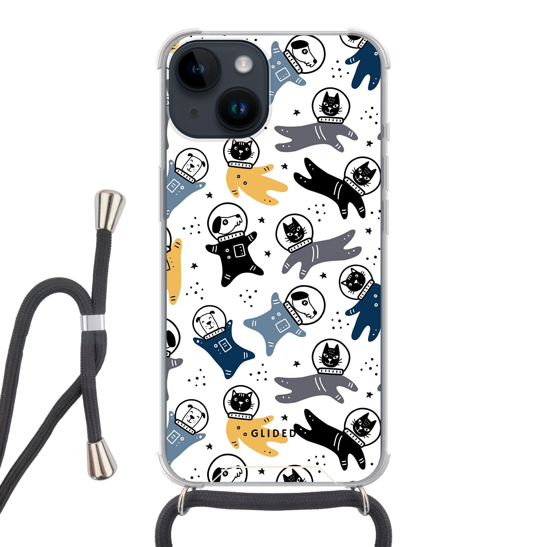 Paws Space - iPhone 14 Handyhülle Crossbody case mit Band