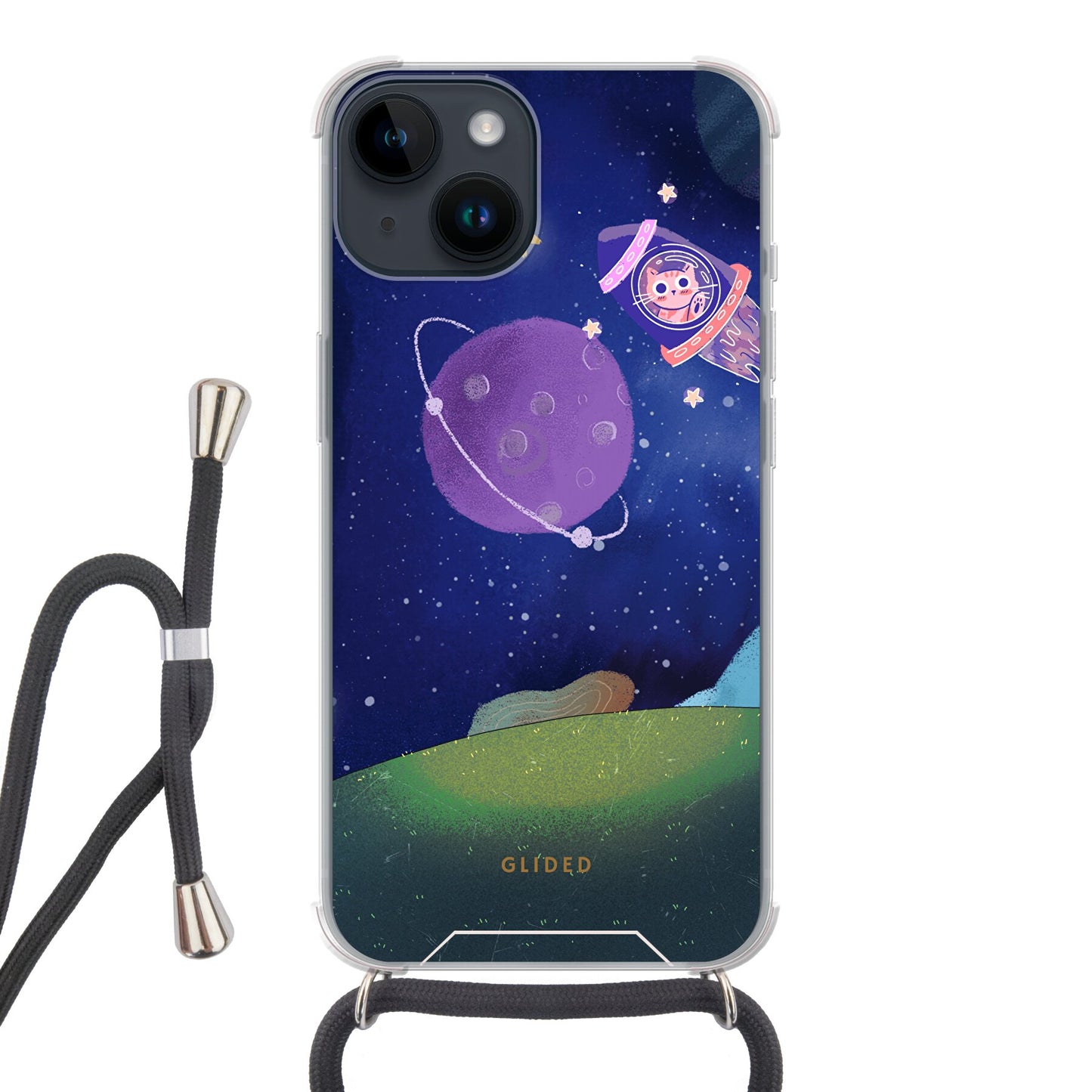 Galaxy Cat - iPhone 14 Handyhülle Crossbody case mit Band