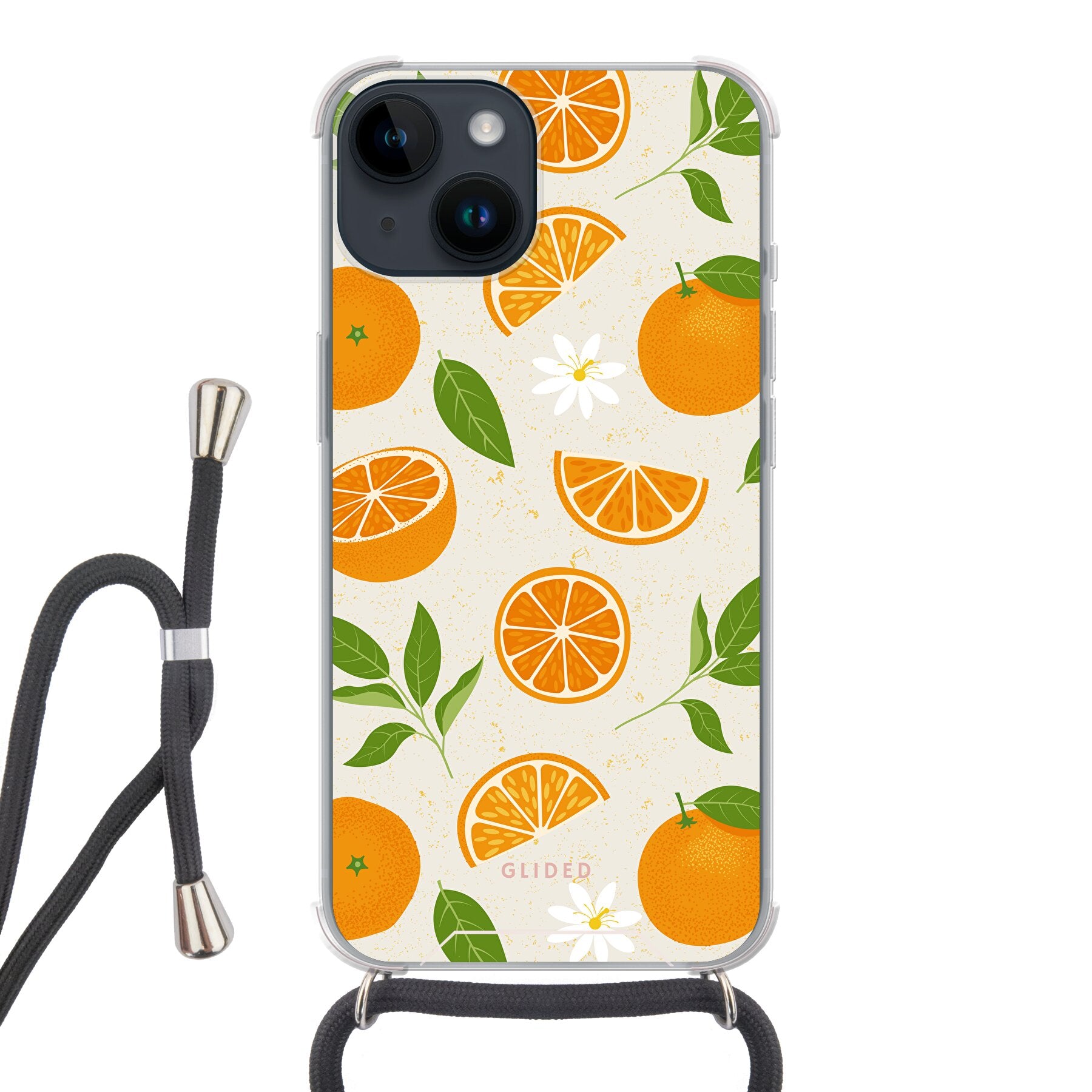 Tasty Orange - iPhone 14 Handyhülle Crossbody case mit Band