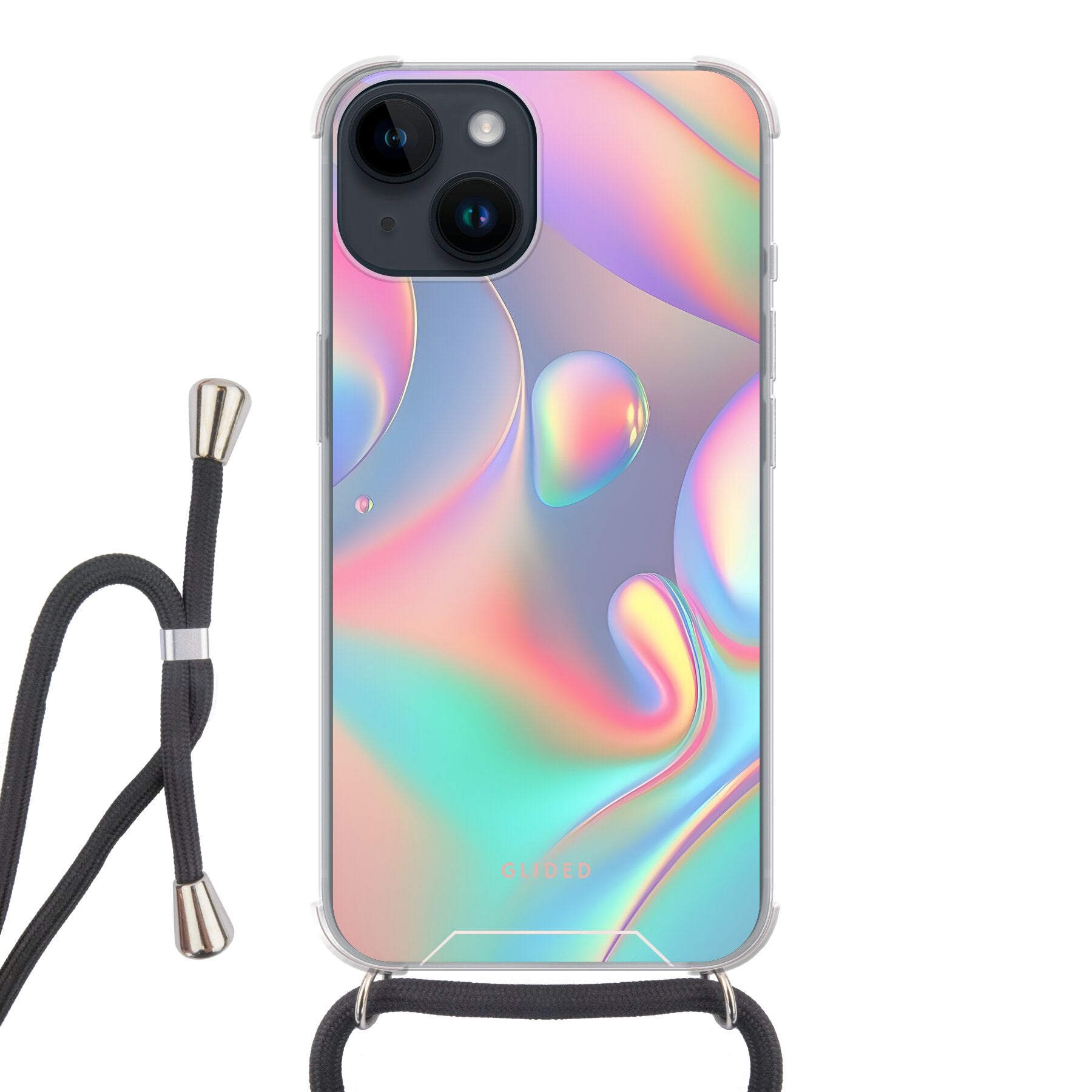 Holographic Aesthetic - iPhone 14 Handyhülle Crossbody case mit Band