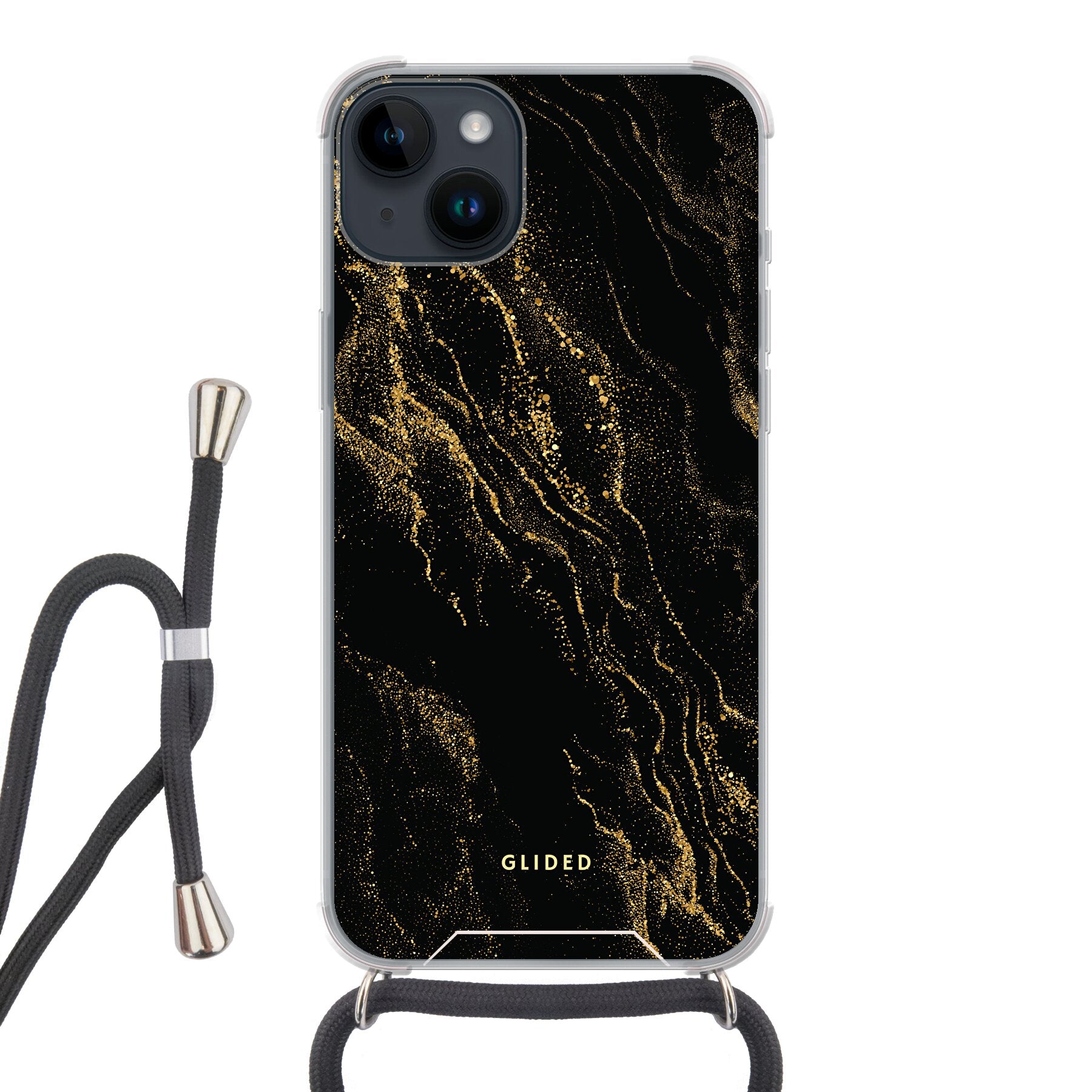Black Marble - iPhone 14 Pro Handyhülle Crossbody case mit Band