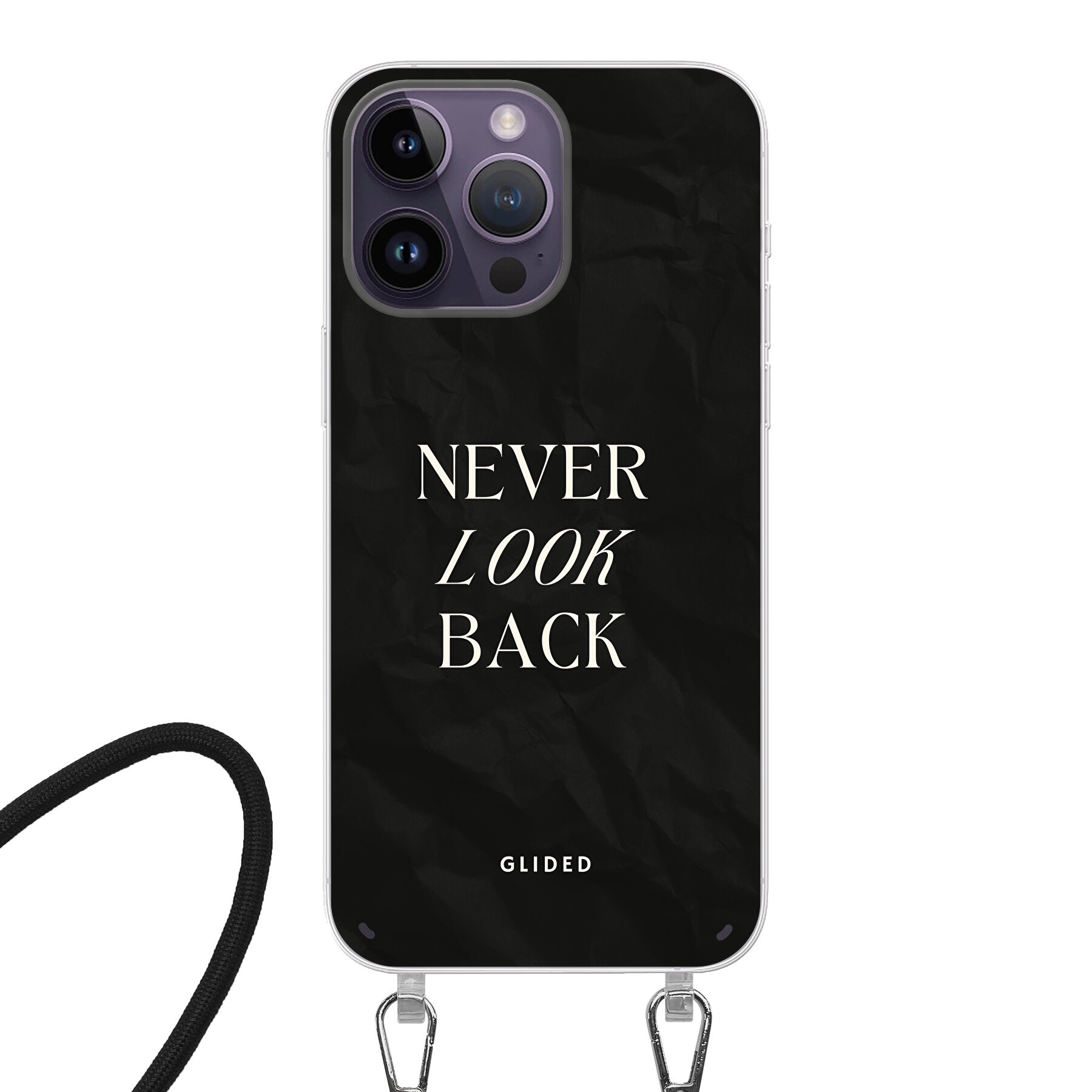 Never Back - iPhone 14 Pro Handyhülle Crossbody case mit Band