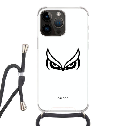 White Owl - iPhone 14 Pro Max Handyhülle Crossbody case mit Band