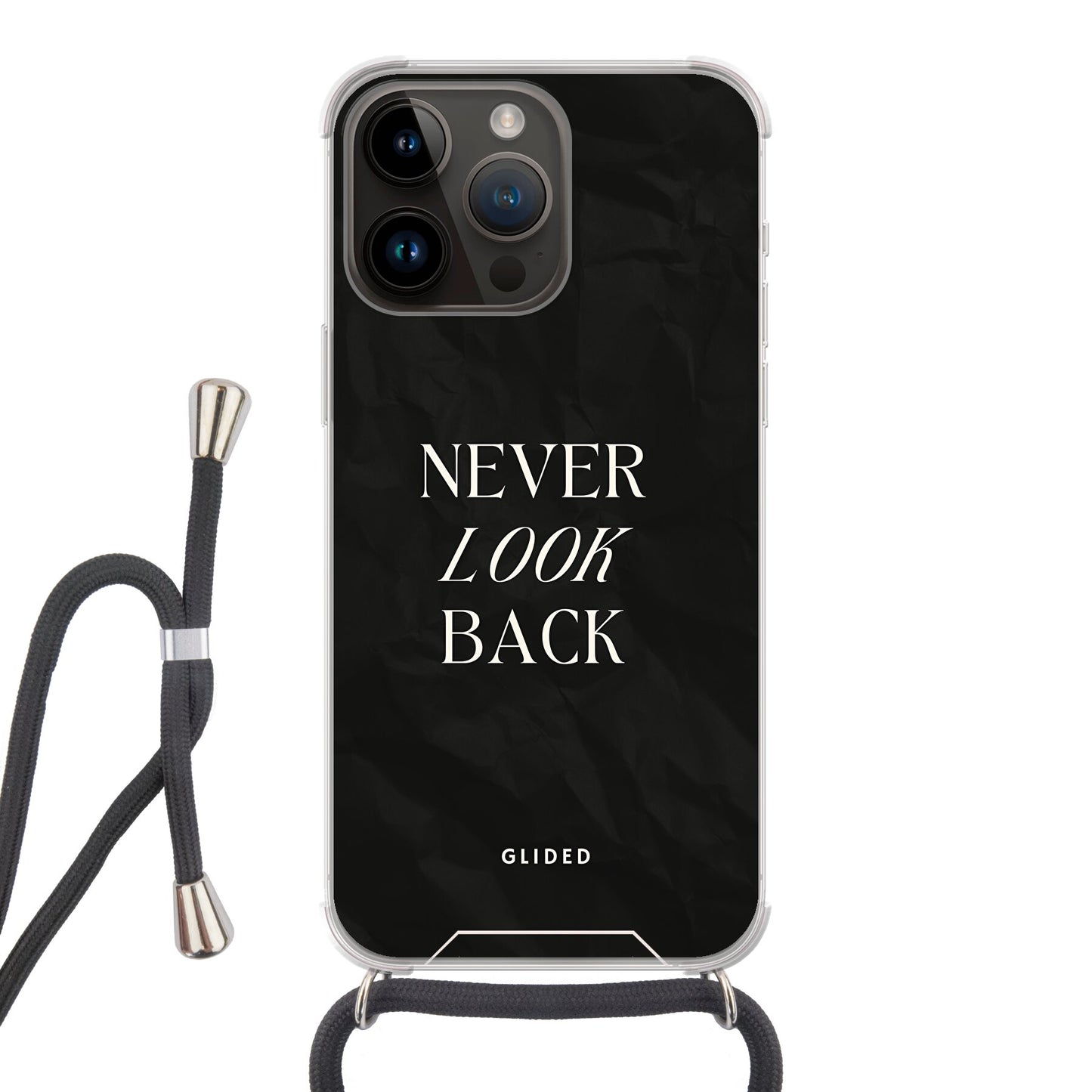 Never Back - iPhone 14 Pro Max Handyhülle Crossbody case mit Band