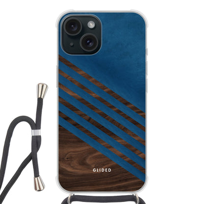 Blue Wood - iPhone 15 Handyhülle Crossbody case mit Band