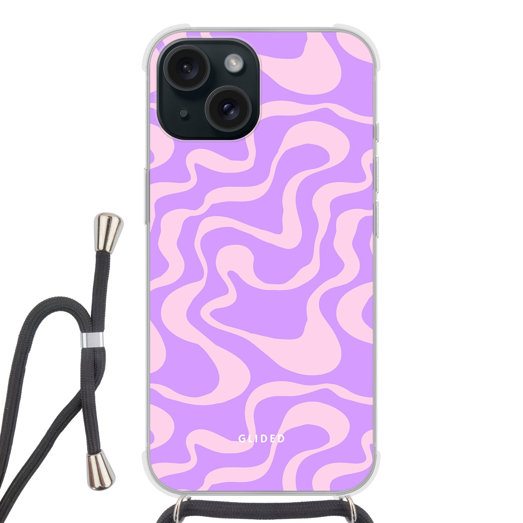 Purple Wave - iPhone 15 Handyhülle Crossbody case mit Band