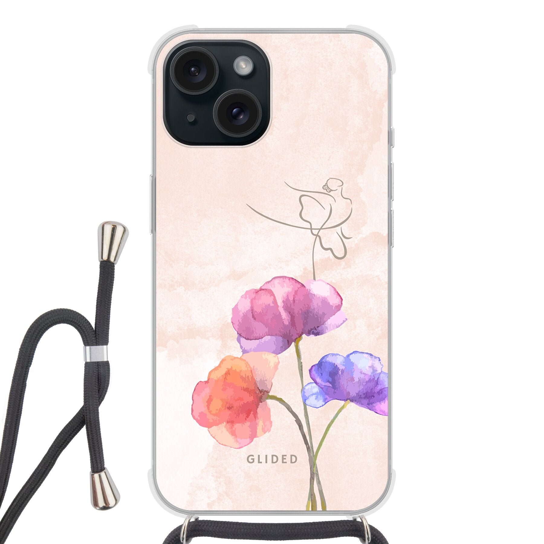 Blossom - iPhone 15 Handyhülle Crossbody case mit Band