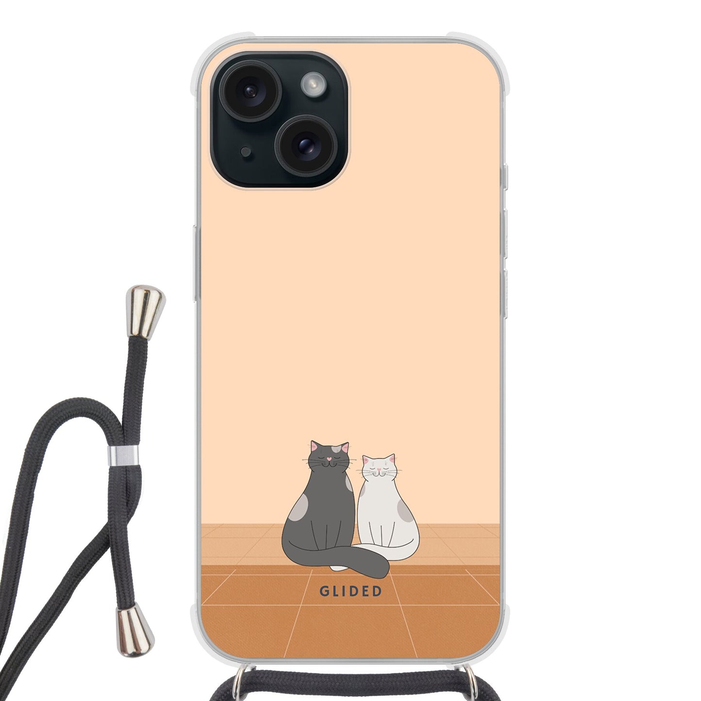 Catty Friends - iPhone 15 Handyhülle Crossbody case mit Band