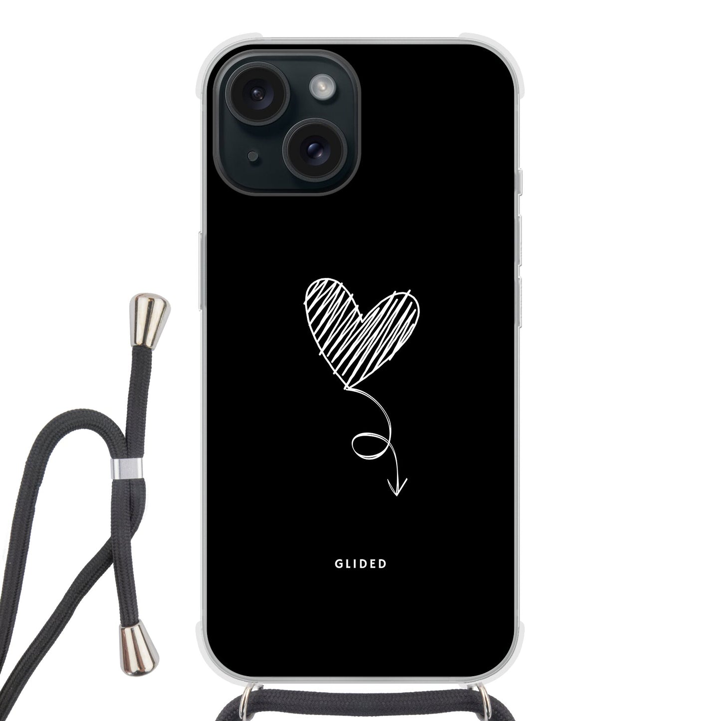 Dark Heart - iPhone 15 Handyhülle Crossbody case mit Band