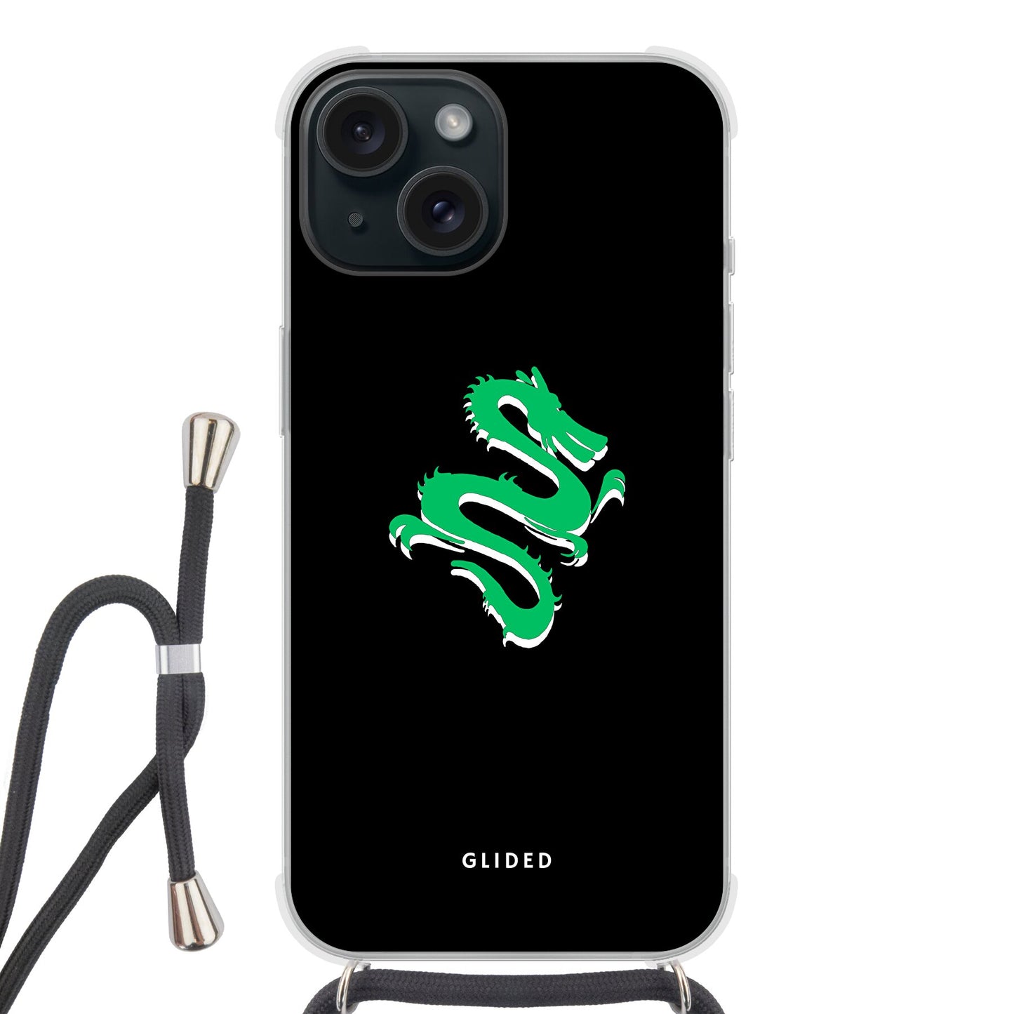 Emerald Dragon - iPhone 15 Handyhülle Crossbody case mit Band