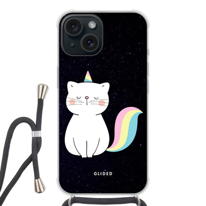 Unicorn Cat - iPhone 15 Handyhülle Crossbody case mit Band