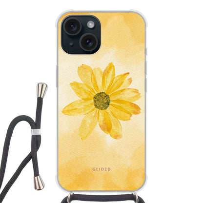Yellow Flower - iPhone 15 Handyhülle Crossbody case mit Band
