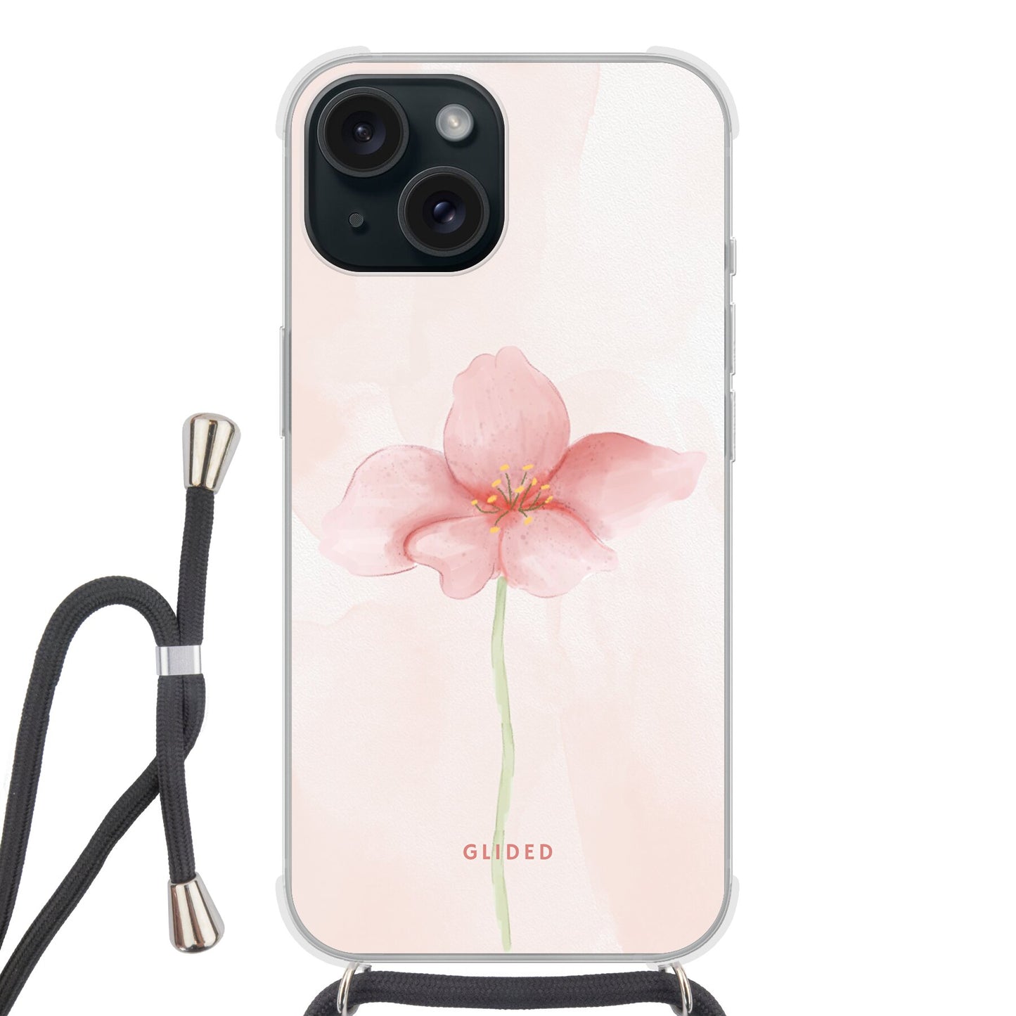 Pastel Flower - iPhone 15 Handyhülle Crossbody case mit Band