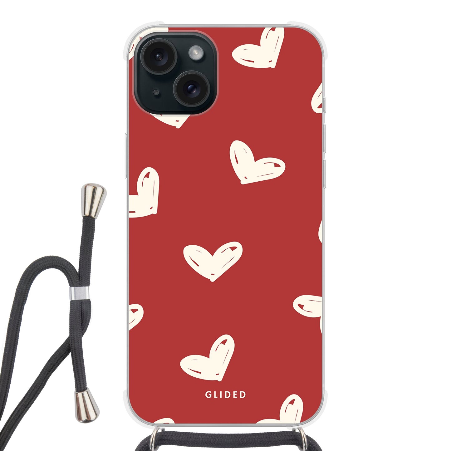 Red Love - iPhone 15 Plus - Crossbody case mit Band