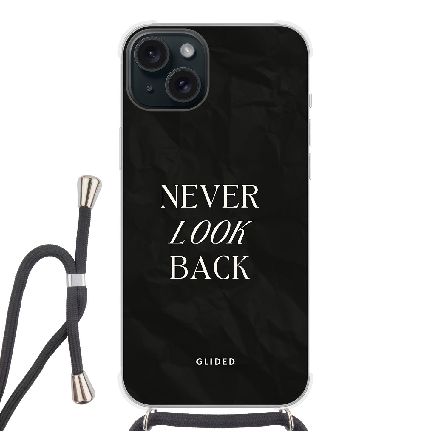 Never Back - iPhone 15 Plus Handyhülle Crossbody case mit Band