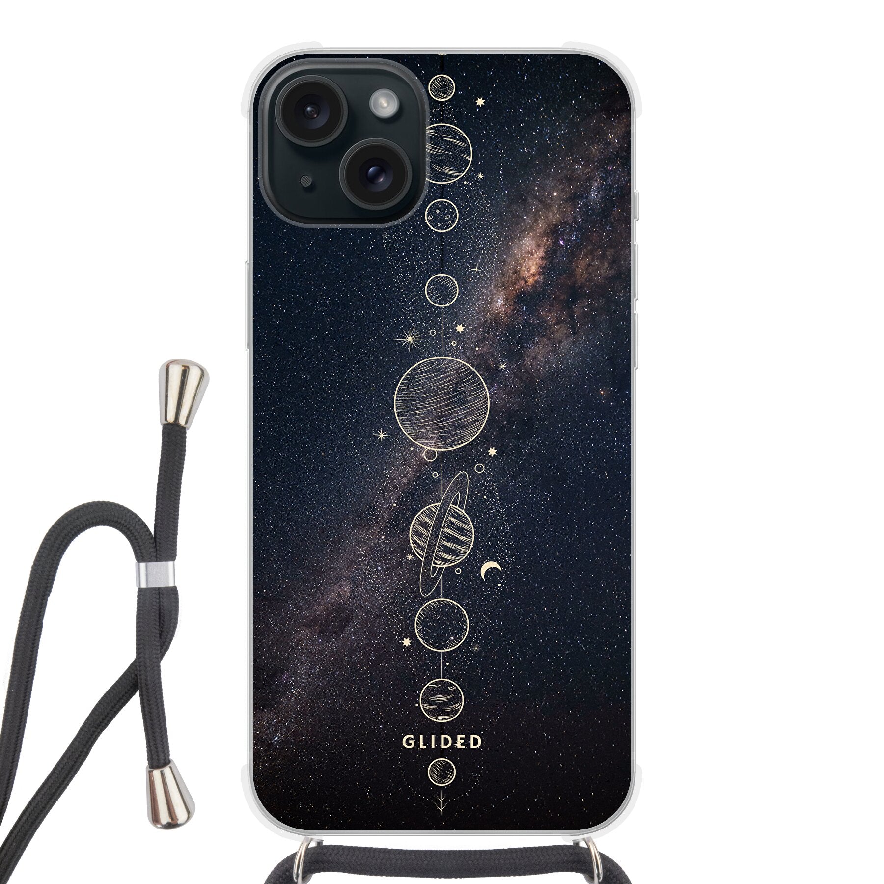 Planets - iPhone 15 Plus Handyhülle Crossbody case mit Band