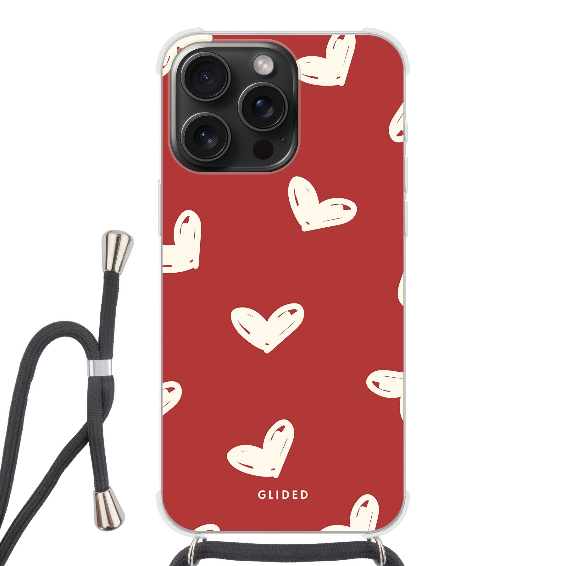 Red Love - iPhone 15 Pro - Crossbody case mit Band