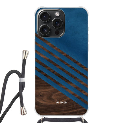 Blue Wood - iPhone 15 Pro Handyhülle Crossbody case mit Band